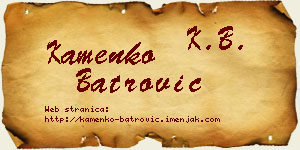 Kamenko Batrović vizit kartica
